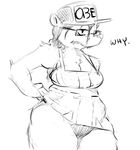  /trash/ 4chan annoyed anthro bottomless breasts cleavage clothed clothing english_text eyewear glasses hair hat mammal marsupial monochrome obey opossum panties partially_clothed sharp_teeth slightly_chubby teeth text trish underwear unknown_artist 