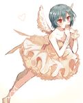  angel_wings ayanami_rei ballerina blue_hair hands_on_own_face heart neon_genesis_evangelion pale_skin petticoat red_eyes short_hair simple_background solo white_background wings 