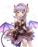  77gl :d bad_id bad_pixiv_id breasts brown_eyes collar demon_girl demon_horns demon_tail demon_wings detached_sleeves granblue_fantasy horns idolmaster idolmaster_cinderella_girls koshimizu_sachiko open_mouth purple_hair purple_wings short_hair small_breasts smile solo tail wings 