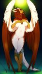  anthro antlers avian bird breasts covering covering_breasts dragon eastern_dragon eva_(ozawk) female horn looking_at_viewer nipples nude pussy royaltys-nest solo water wings 