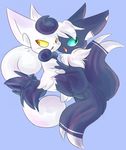  blue_sclera blush green_eyes leslichuu meowstic nintendo pok&eacute;mon red_eyes video_games yellow_sclera 