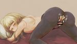  after_sex all_fours bar_censor breast_press censored cum eyebrows half-closed_eyes megrim_haruyo no_eyewear pantyhose perrine_h_clostermann solo strike_witches thick_eyebrows topless torn_clothes torn_legwear world_witches_series 