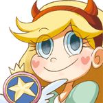  animated animated_gif blonde_hair blue_eyes dress english green_dress grin hairband hand_on_hip heart heart_cheeks horns lowres official_style pantyhose robotoco smile solo star_butterfly star_vs_the_forces_of_evil wand winking_(animated) 