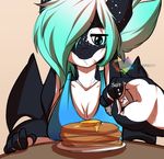  breasts butter cetacean cleavage clothed clothing dragon female food freckles hair hybrid mammal marine multicolored_hair orca pancake penelope plate rainbowscreen salt solo two_tone_hair watermark whale 