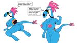 alien anthro areola big_breasts blue_body breasts butt english_text erect_nipples eyelashes female half-closed_eyes heavymetalrules looking_at_viewer looking_back nipples pussy simple_background smile solo sylvia text wander_over_yonder white_background zbornak 