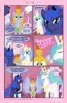  2016 armor clothing comic crown dialogue digital_media_(artwork) earth_pony english_text equine fan_character feathered_wings feathers female feral friendship_is_magic group helmet henbe horn horse male mammal my_little_pony pegasus pony princess_celestia_(mlp) royal_guard_(mlp) text uniform wing_boner winged_unicorn wings 