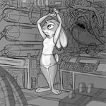  alien alien_(franchise) clothing crossover disney ellen_ripley female judy_hopps lagomorph mammal monochrome panties underwear xenomorph zootopia 