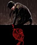  aona_(kuuga19yuu) blindfold blood blood_in_mouth daredevil kneeling male_focus marvel mask rain solo superhero 
