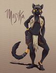  anthro clothed clothing feline female growlybeast loincloth looking_at_viewer mammal navel simple_background smile solo standing tribal wide_hips 