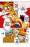  anthro bat big_breasts blue_eyes blush breasts butt canine comic dialogue digital_media_(artwork) duo english_text female fox hair hi_res huge_breasts male male/female mammal michiyoshi miles_prower nude orange_hair rouge_the_bat smile sonic_(series) text white_hair wings 