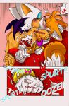  anthro bat big_breasts blue_eyes blush breasts butt canine comic cum cum_everywhere cumshot dialogue digital_media_(artwork) drooling duo english_text erection female fox hair hi_res huge_breasts humanoid_penis male male/female mammal messy michiyoshi miles_prower nude orange_hair orgasm penis rouge_the_bat saliva smile sonic_(series) text white_hair wings 