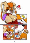  &lt;3 age_difference anthro areola big_breasts blue_eyes blush breasts brown_eyes canine cleavage clothed clothing comic digital_media_(artwork) duo female fox hair hi_res huge_breasts lagomorph male male/female mammal mature_female michiyoshi miles_prower mother orange_hair parent rabbit smile sonic_(series) vanilla_the_rabbit young ♀ ♂ 