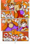  &lt;3 age_difference anthro big_breasts blush breasts brown_eyes canine cleavage clothed clothing comic digital_media_(artwork) duo female fox hair hi_res huge_breasts kiss_mark kissing lagomorph lipstick male male/female mammal mature_female michiyoshi miles_prower mother parent rabbit smile sonic_(series) vanilla_the_rabbit young 