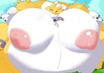  belly big_belly big_breasts breasts bushes canine claws cloud coat demont digimon duo erect_nipples eyewear feline female fields fox fur goggles growth hair inflation lab_coat landscape male mammal nipples paws rabid renamon size_difference wide_hips wings 