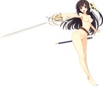  absurdres black_hair breasts full_body highres koikishi_purely_kiss long_hair medium_breasts nude rapier red_eyes shidou_mana simple_background solo sword weapon white_background yuuki_hagure 