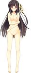  absurdres barefoot black_hair breast_hold breasts full_body highres koikishi_purely_kiss large_breasts long_hair nipples no_pussy nude red_eyes shidou_mana simple_background solo white_background yuuki_hagure 