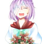  bandage_over_one_eye bow closed_eyes dress flower hair_ornament hairband herbeparfum iesua_nazarenus long_hair original smile solo the_last_comer touhou white_hair 