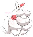  &lt;3 anthro anthrofied big_breasts breasts claws female funi fur mammal morbidly_obese naturally_censored nintendo nude obese overweight pok&eacute;mon red_fur simple_background smile solo standing video_games white_background white_fur wide_hips yellow_eyes zangoose 