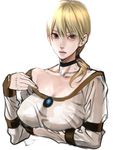  blonde_hair blouse brooch brown_eyes choker demento fiona_belli image_sample inkey jewelry md5_mismatch pixiv_sample ponytail sketch solo 