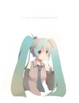  detached_sleeves hashimochi hatsune_miku long_hair necktie simple_background smile solo twintails vocaloid 