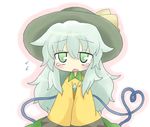  alternate_hairstyle bad_id bad_pixiv_id bow green_eyes green_hair hat heart heart_of_string komeiji_koishi long_hair rakucat solo tears touhou 