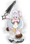  bunny child happy highres itezora_konayuki katanagatari long_hair pink_eyes solo sword weapon white_hair 