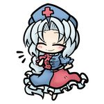  braid chibi hat long_hair lowres nurse_cap smile solo touhou yagokoro_eirin yanagi_(nurikoboshi) 