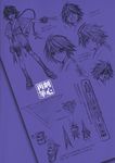  blue bow braid character_sheet gloves highres laughing makimachi_misao redesign rurouni_kenshin translation_request watsuki_nobuhiro weapon 