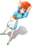  amasora_taichi apron bandana dragon_quest dragon_quest_ix purple_hair rikka_(dq9) simple_background solo 