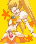  bad_id bad_pixiv_id blonde_hair bow choker cure_sunshine heart heartcatch_precure! highres long_hair magical_girl midriff myoudouin_itsuki open_mouth orange_bow orange_choker orange_skirt precure skirt solo twintails wrist_cuffs yellow yellow_background yellow_bow yellow_eyes 