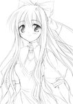  air graphite_(medium) greyscale kaigara_boushi kamio_misuzu lineart long_hair monochrome ponytail school_uniform solo traditional_media 