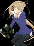  blonde_hair book brown_eyes business_suit formal kanko_(8262) long_hair marchosias margery_daw pencil_skirt shakugan_no_shana skirt skirt_suit solo suit thighhighs 