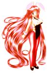  animal_ears bunny_ears bunnysuit gomamiso_(gomamiso_sp) long_hair necktie pantyhose red_eyes red_hair solo 