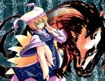  bad_id bad_pixiv_id blonde_hair fox fox_tail hands hat konoe_yuba multiple_tails short_hair solo tail touhou yakumo_ran yellow_eyes 