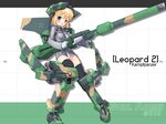 blonde_hair girl_arms gloves gun leopard_2_(personification) mecha_musume military panties short_hair solo thighhighs underwear wallpaper weapon zeco 