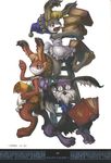  blonde_hair book bottomless brown_eyes clothed clothing eyewear female glasses group hair lagomorph male mammal odin_sphere official_art pooka rabbit video_games white_hair 