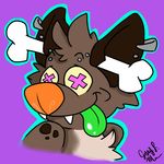  bone canine death dog green_tongue hyena icon icons jocoserious male mammal purple_background simple_background solo x_eyes 