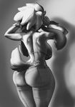  anthro big_breasts big_butt bikini bikini_top breasts butt clothing female furfrou greyscale monochrome nintendo pok&eacute;mon pok&eacute;morph rear_view solo swimsuit video_games xopachi 
