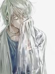  aldnoah.zero bad_id bad_pixiv_id bed_sheet ichinose777 jewelry male_focus necklace silver_hair slaine_troyard solo wet wet_hair 