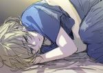  aldnoah.zero aqua_eyes bad_id bad_pixiv_id blonde_hair blue_shirt ichinose777 jewelry male_focus necklace shirt slaine_troyard solo 