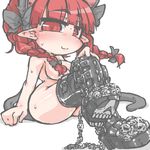  :3 animal_ears blush boots braid breasts cat_ears crossed_legs extra_ears eyebrows eyebrows_visible_through_hair kaenbyou_rin kureha_mitsushige large_breasts nude petite pointy_ears red_eyes red_hair solo thigh_boots thighhighs touhou twin_braids 