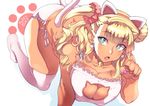  :o animal_ears aqua_eyes bad_id bad_twitter_id blonde_hair breasts bright_pupils cat_cutout cat_earrings cat_ears cat_lingerie cat_tail cleavage cleavage_cutout covered_nipples earrings fang galko hair_ornament hair_scrunchie jewelry large_breasts long_hair meme_attire nail_polish no_shoes nuezou open_mouth oshiete!_galko-chan panties paw_pose scrunchie side-tie_panties simple_background solo tail thighhighs underwear white_background white_legwear 