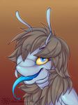  2016 ailuranthropy antennae anthro arthropod blue_eyes bust_portrait digital_media_(artwork) fly fur hair insect looking_at_viewer male mandibles open_mouth portrait sal silver_stiletto_fly simple_background smile solo tongue watermark 