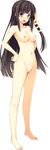  absurdres armpits arms_at_sides black_hair blush breasts collarbone hands_on_hips highres koikishi_purely_kiss long_hair looking_at_viewer medium_breasts navel no_pussy nude open_mouth shidou_mana simple_background solo standing very_long_hair white_background yuuki_hagure 