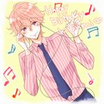  earphones high_speed! male_focus necktie pink_hair purple_eyes shigino_kisumi 