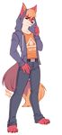  2016 alpha_channel anthro belt canine clothed clothing fox fur furgonomics hair hi_res hoodie hybrid looking_at_viewer male mammal orange_eyes orange_hair pink_fur pinup pollo-chan pose simple_background solo standing transparent_background white_fur wolf 
