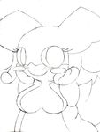  2016 absurd_res audino belly big_belly big_breasts blush blush_sticker breasts cute female fluffy fluffy_tail hands_on_cheeks happy hi_res ilovecosmo long_ears nintendo overweight pok&eacute;mon sketch smile solo traditional_media_(artwork) video_games voluptuous 