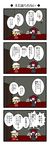  4koma ascot black_wings brick_wall candle comic dora_ita flandre_scarlet flying_sweatdrops hand_to_own_mouth hat hat_ribbon head_wings highres koakuma long_hair mob_cap multiple_girls open_mouth red_hair ribbon side_ponytail skirt sweat sweatdrop touhou translation_request wings 