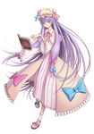  blue_bow blue_ribbon book bow capelet commentary_request crescent dress frilled_dress frilled_sleeves frills full_body hair_bow hair_ribbon hat hat_ribbon irigoma_(jikabi_baisen) long_hair long_sleeves looking_at_viewer mob_cap patchouli_knowledge purple_eyes purple_hair red_bow red_ribbon ribbon solo striped striped_dress touhou tress_ribbon very_long_hair white_background wide_sleeves 