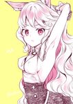  :o animal_ears armpits bare_shoulders blush breasts covered_nipples erune ferry_(granblue_fantasy) granblue_fantasy long_hair looking_at_viewer monochrome parted_lips pink sakura_hanatsumi sideboob simple_background sleeveless small_breasts solo wavy_hair yellow_background 